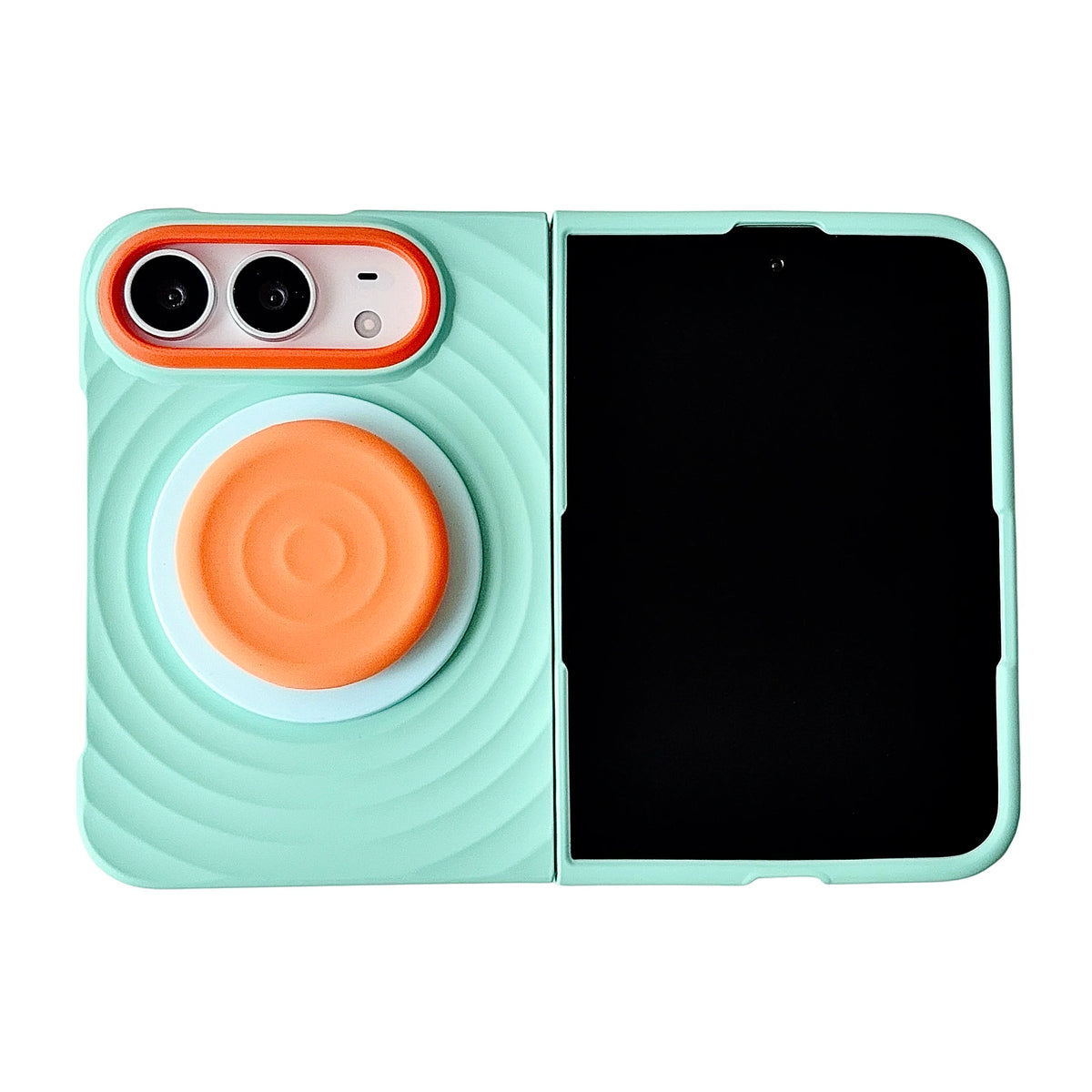 Case For Apple iPhone Duo For Foldable iPhone Duo For Magsafe With  Magnetic Ring Ripples Stand Luxury Silicone Ripples Cover