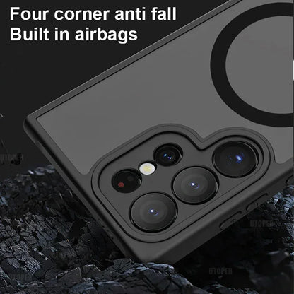 Magnetic Luxury Matte Phone Case For Samsung Galaxy S26 S25 S24 S23 Ultra Plus FE Lens Protect Wireless Charge Shockproof Cover