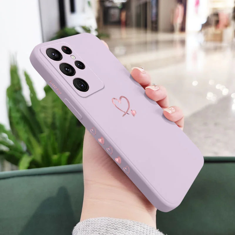 Texture Heart Phone Case For Samsung Galaxy S25 FE S24 S23 S22 S21 S20 S10 Ultra Plus FE Note 20 Ultra 10 9 Plus Cover