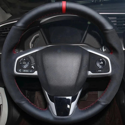 Car Steering Wheel Cover Non-slip Carbon Fiber Suede Braid For Honda Civic 10 2016-2021 CR-V CRV 2017-2021 Clarity 2018-2021