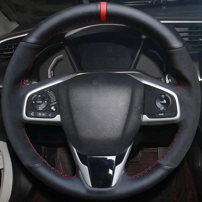 Car Steering Wheel Cover Non-slip Carbon Fiber Suede Braid For Honda Civic 10 2016-2021 CR-V CRV 2017-2021 Clarity 2018-2021