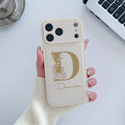 Personalized Custom Name Initial Custom Big Letter with Flowers Design Phone Case for iPhone18 17 16 15 14 13 Pro Max Plus Air