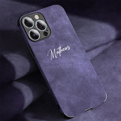 Personalized Luxury Leather Lambskin Case For iPhone 11 12 13 14 15 16 18Pro Max Customized Name DIY Cover