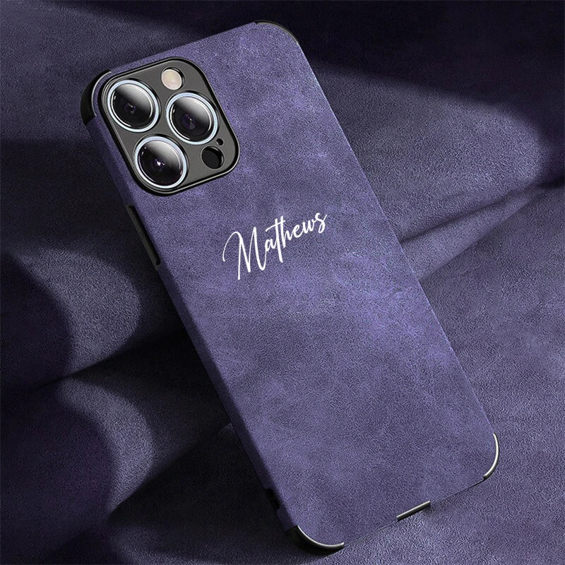 Personalized Luxury Leather Lambskin Case For iPhone 11 12 13 14 15 16 18Pro Max Customized Name DIY Cover