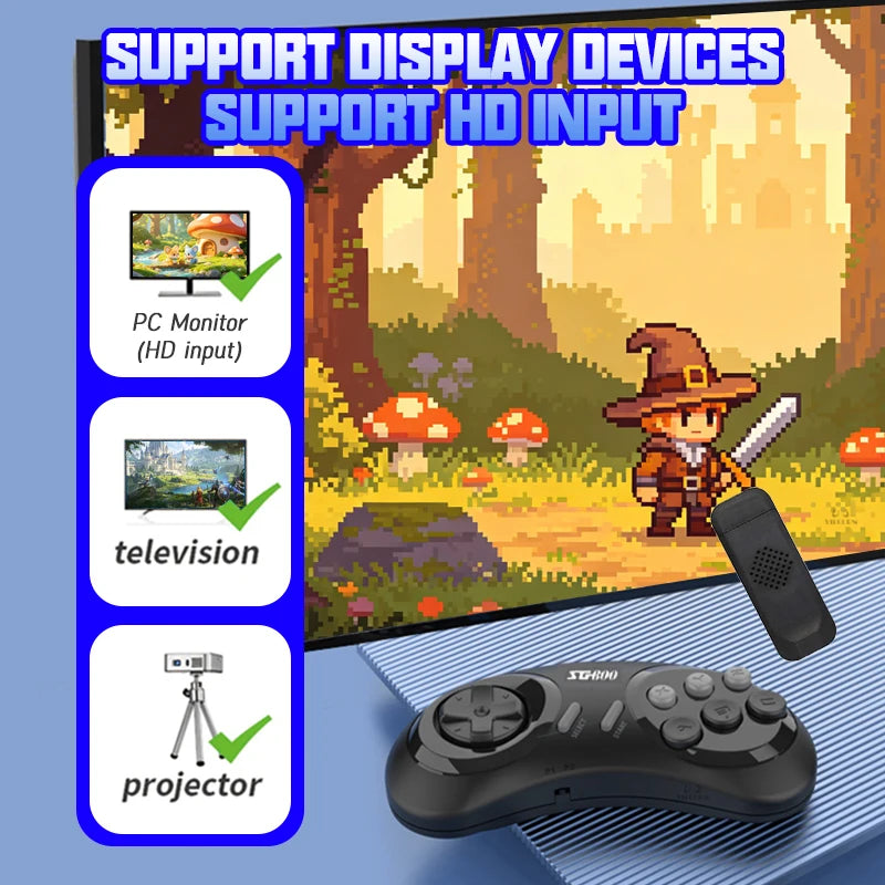 4K Retro Game Console Wireless Console 2.4G Built-in 5000 Classic Games Controller Gamepad Video Stick for Sega Mega Drive