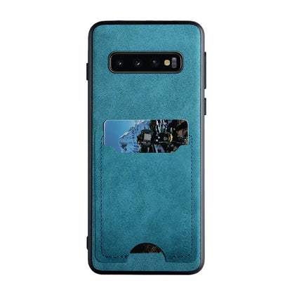 Premium Leather Card holder Case for Samsung Galaxy S10 S10e S9 Plus Lite Scratch-Resistant Solid Color Pocket Holder Cover