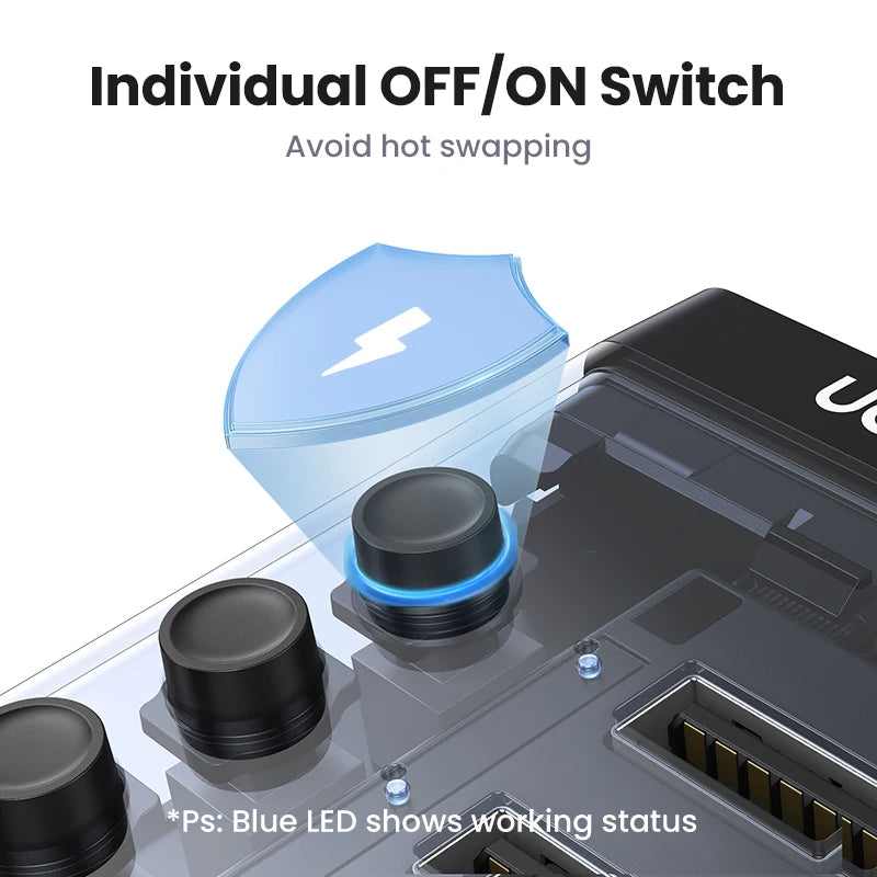 UGREEN USB C Hub 7-Port USB3.0 Splitter with Individual OFF/ON Switch LED Indicator for Desktop PC Laptop USB Ports Extender