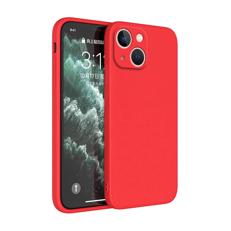 Original Square Liquid Silicone Phone Case for iPhone 14 13 7 8 Plus X XR XS 11 12 Pro Max SE 2 3 Luxury Camera Protective Cover