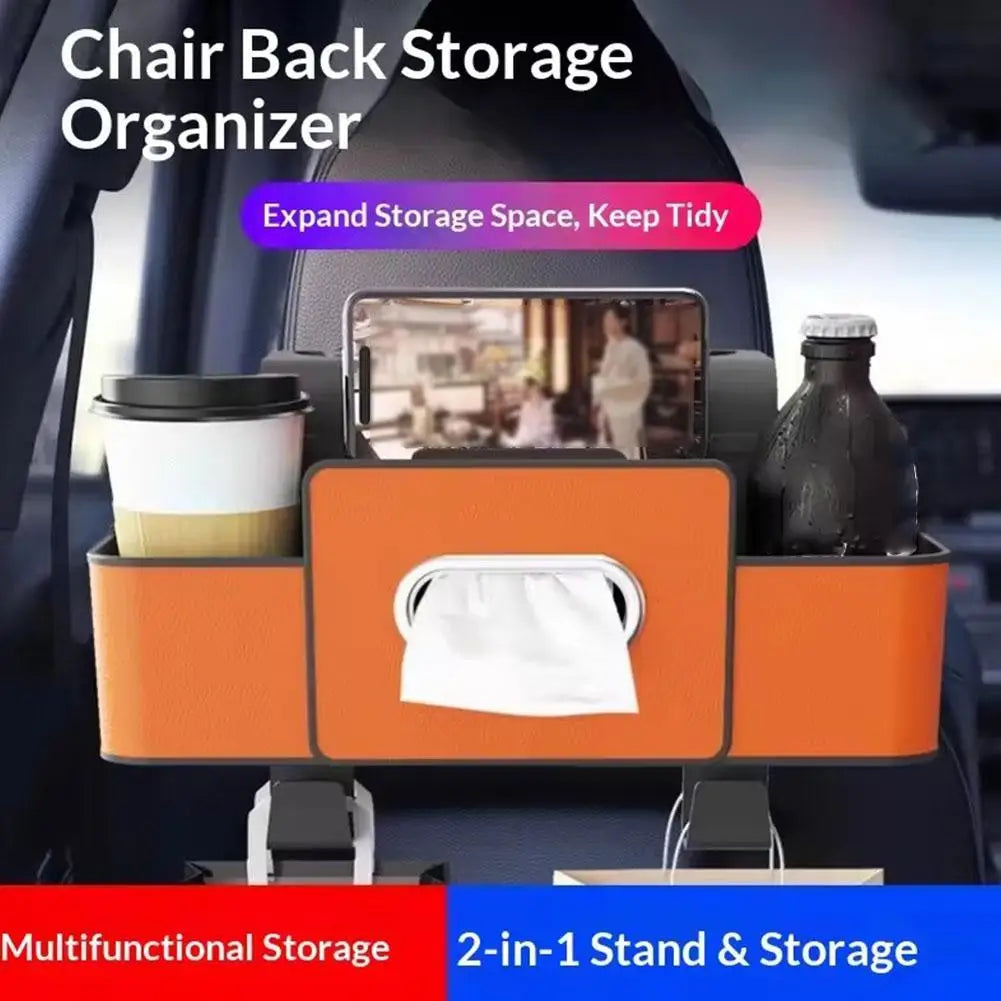 New Car Back Seat Storage Box With Tissue Box And Cup Holders Multifunctional Car Rear Seat Storage Organizer For Travel