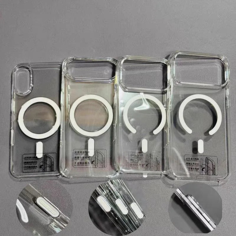 Original Transparent Phone Case For iPhone 17 Air 16 15 14 13 12 Pro Max Cases For Magsafe Animation Wireless Charging Cover