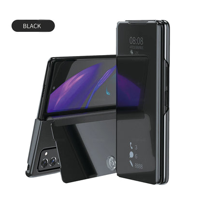 6 Colors Mirror Clear View Stand Flip Case For Samsung Galaxy Z Fold 2 3 4 5 6 7 8 Ultra Full Cover Folding Plathing Phone Cover