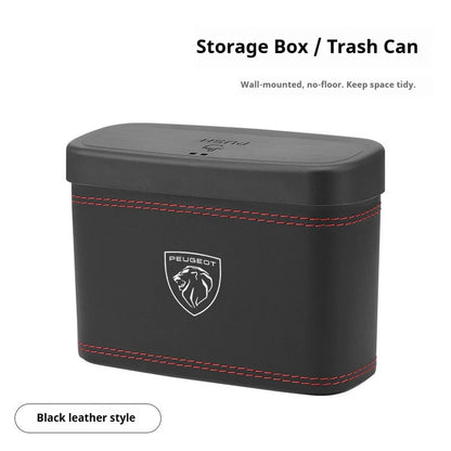 Car trash can hanging car garbage dustproof box storage box suitable for Peugeot 205 206 207 208 301 307 308 406 407 408 508 RCZ