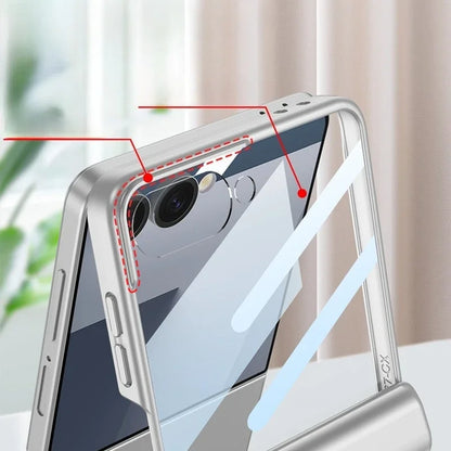 Hinge Protection Magnetic Hard Shell Phone Case for Samsung Galaxy Z Flip 8 7 6 Flip7 Flip6 with Tempered Film Protector Cover