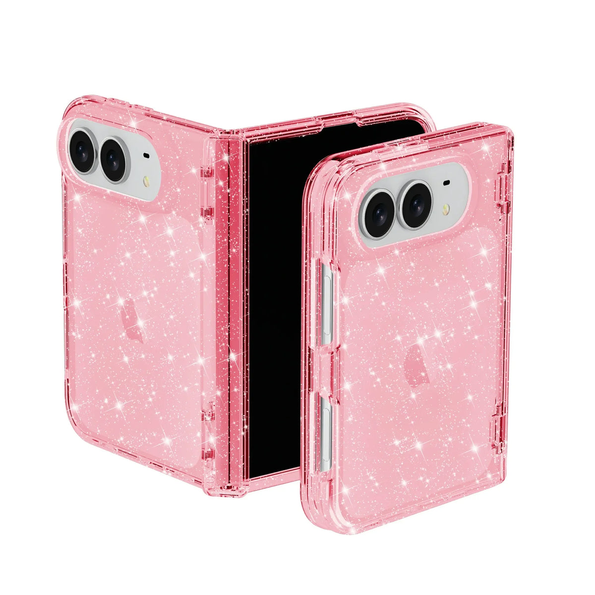 For IPhone Duo Fashion Transparent Glitter Acrylic Phone Case for IPhone Duo 18 Fold Shockproof Axis Protection Slim Fit Cover
