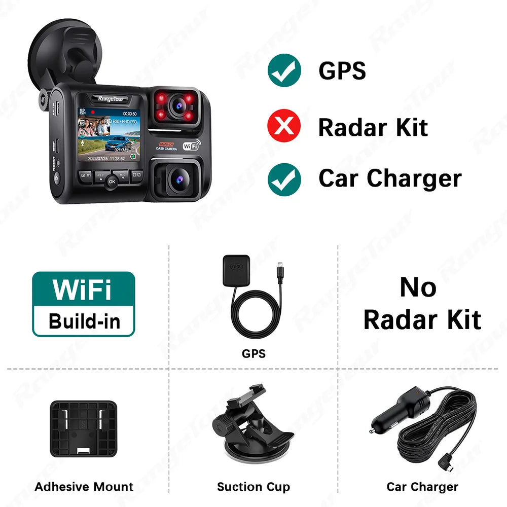 4K 2160P WIFI GPS Logger Dual Lens Car DVR Novatek 96663 Chip Super Night Vision Image Sensor Dual Camera Dash Cam Recorder D30H