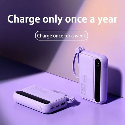 Lenovo New 500000mAh 4 Cables High Capacity Mini Power Bank Fast Charging Portable External Battery Supply New For iPhone Xiaomi