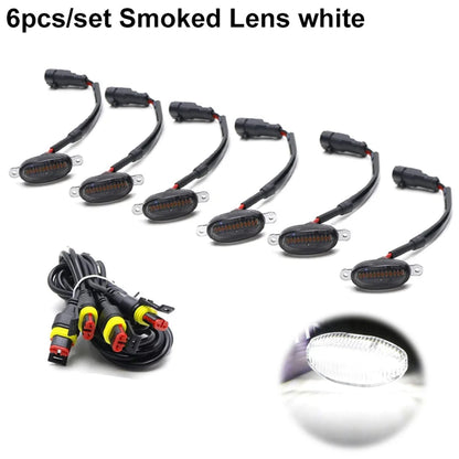 Universal Smoked Lens Amber / White LED Car Front Grille Clearance Marker Light Assemblies W/ Wiring Harness Kit For Truck SUV