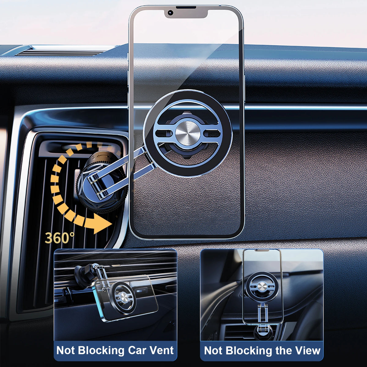 Oatsbasf Magnetic Car Phone Mount Air Vent Cell Phone Holder for Car Phone Stand for iPhone 16 15 14 13 12 Pro Max & All Phones
