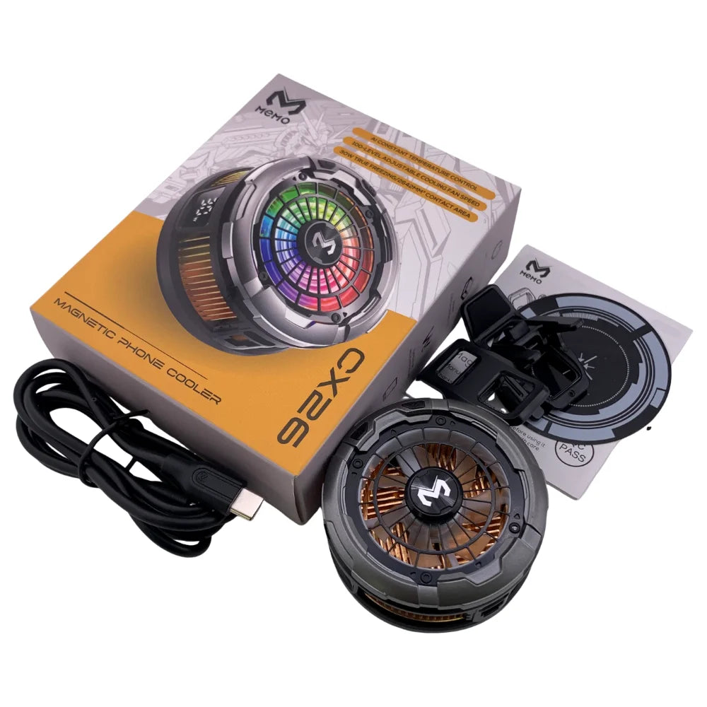 MEMO CX26 30W Phone Cooler Magnetic Semiconductor Cooling Fan AI Temp Control No Condensation RGB Gaming Radiat