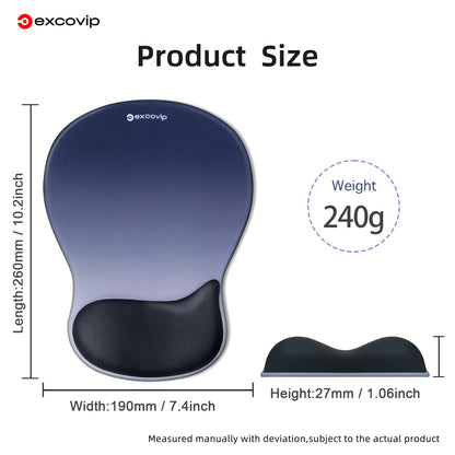 EXCO Ergonomic Mouse Pad Large with Silicone Wrist Rest Non-Slip PU Base for Pain Relief Computer Office Desk Laptop Home