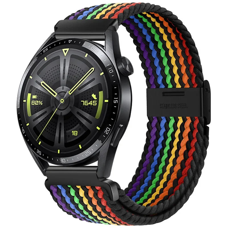 20 22mm Strap for Samsung Galaxy Watch 7 6 5 4 Band 40/44mm 5Pro Active 2 Gear S3 Braided Elastic Bracelet for Huawei GT2/3 4Pro
