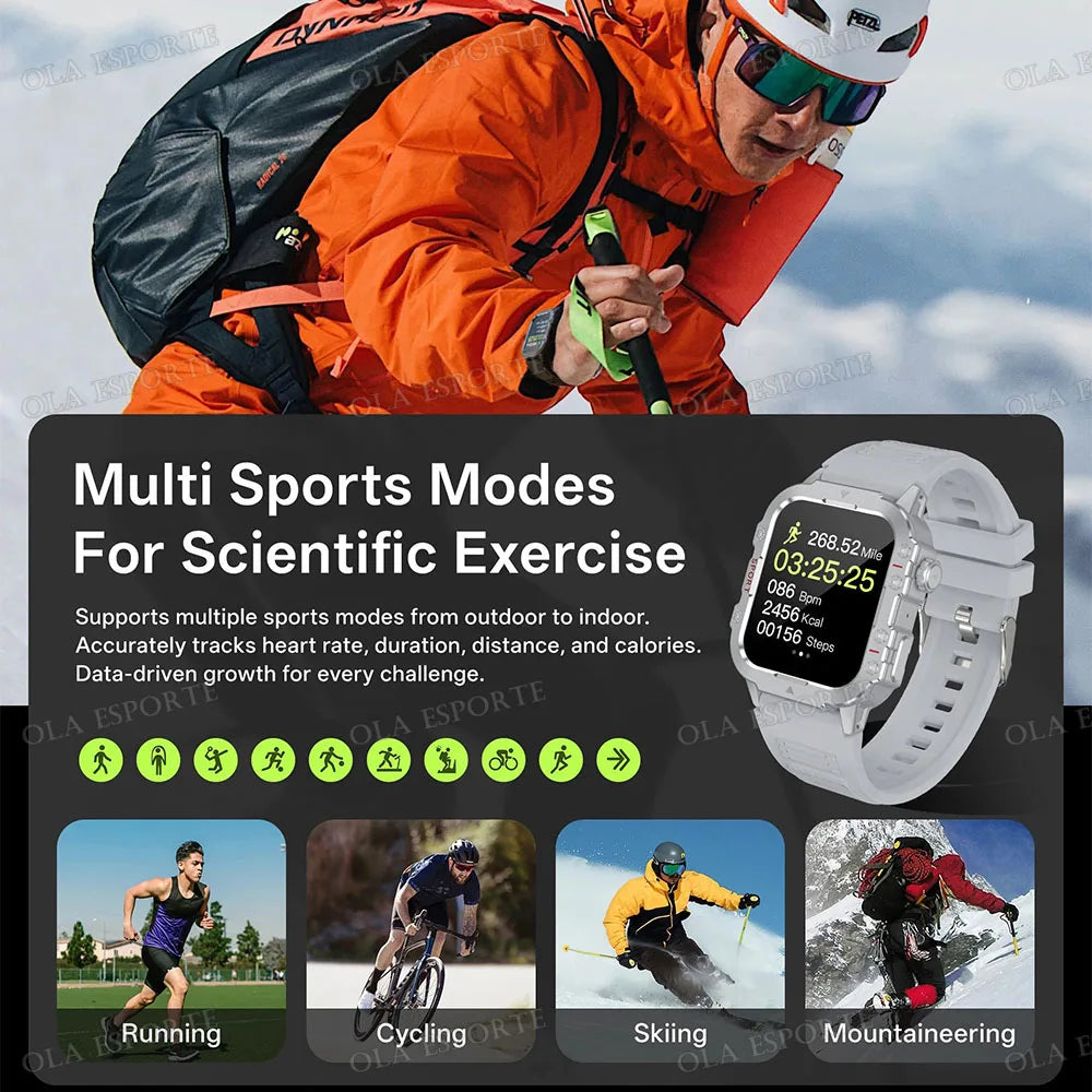 1400mAh Big Battery Smart Watch Men Outdoor GPS Flashlight 10ATM Waterproof Bluetooth Call AMOLED HD Sports Smartwatch PK HT30