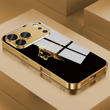 Luxury Heroic Lion Tempered Glass Phone Case For iPhone 17 13 12 11 Pro Max 16 15 14 Plus Pro Max 16E 17Air Anticollision Cover
