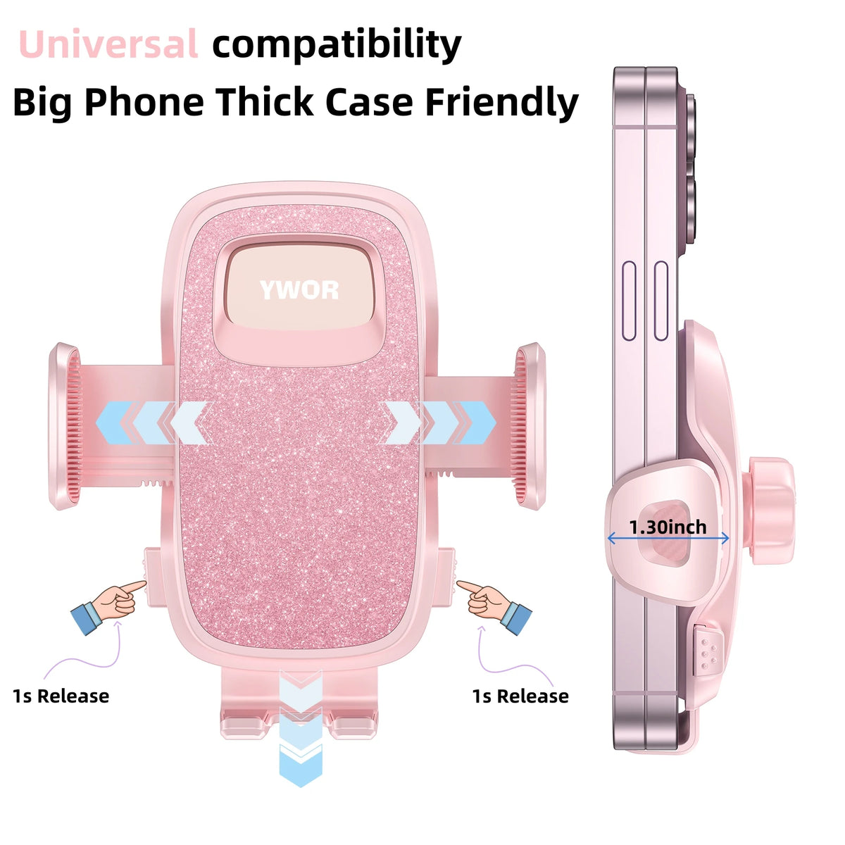 YWOR Car Phone Holder Vent [Big Phone Friendly Panel] Car Vent Phone Mount for Car Air Vent 360° Rotate Hands Free Cell Phone Ho