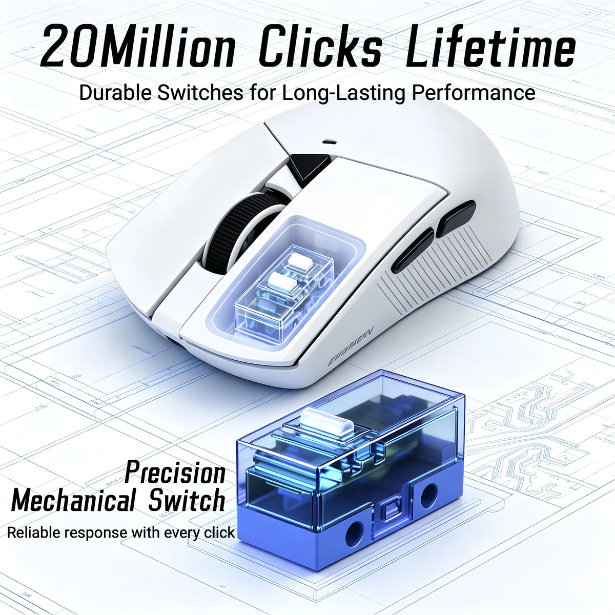 Wireless Mouse Rechargeable 3 Mode BT 2.4G Wired Lightweight 61g Gaming Mouse 12800 DPI 1000Hz Polling Rate Mouse for PC Laptop Office Gaming