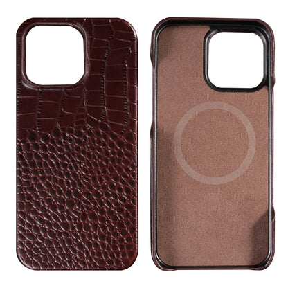for Magsafe Case for iPhone 15 16 17 Pro Max Air 16Pro 17Pro Natural Cowhide Leather Magnetic Protector Luxury Phone Back Cover