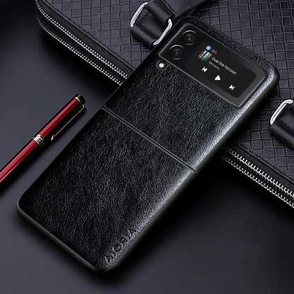 Luxury PU Leather Case for Samsung Galaxy Z Flip 4 5 6 7 FE 8 Business Solid Color Design Phone Cover for Samsung Z Flip 3 Case