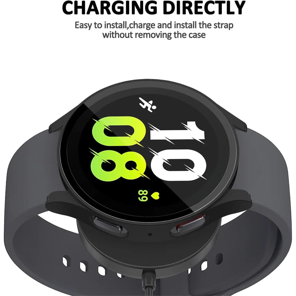 for Samsung Galaxy 4 5 6 7 44mm 40mm tempered glass+PC fully covered protective watch case, shock and scratch resistant