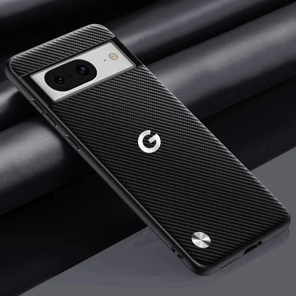 Luxury Business Original Kevlar Leather LOGO Matte Phone Case For Google Pixel 11 ProXL 10A 9A 8 PU+TPU Shockproof Protect Cover