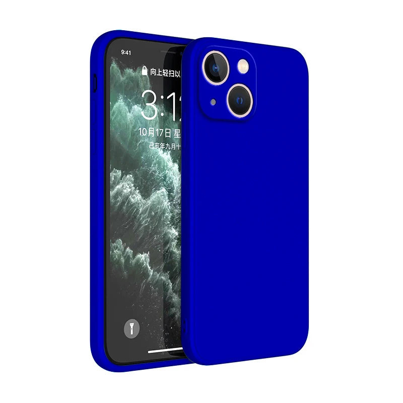 Original Square Liquid Silicone Phone Case for iPhone 14 13 7 8 Plus X XR XS 11 12 Pro Max SE 2 3 Luxury Camera Protective Cover