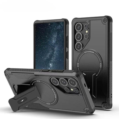 Holder Magnetic Phone Case for Samsung Galaxy S25 FE S26 Ultra S24 Plus A07 A17 A36 A16 A56 Wireless Charging Shockproof Cover