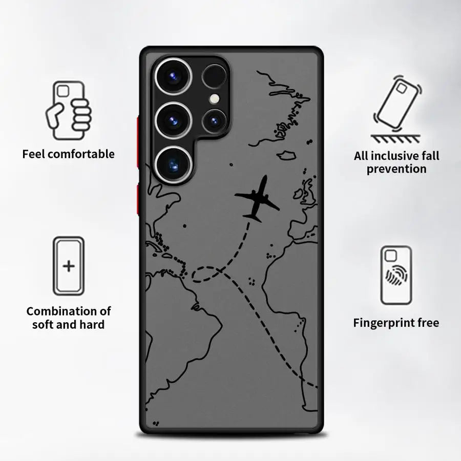 Line Airplane Topographic Back Phone Cover Case for Samsung Galaxy S9 S24 FE S22 Plus S25 Edge S21 S23 Ultra S20 S10