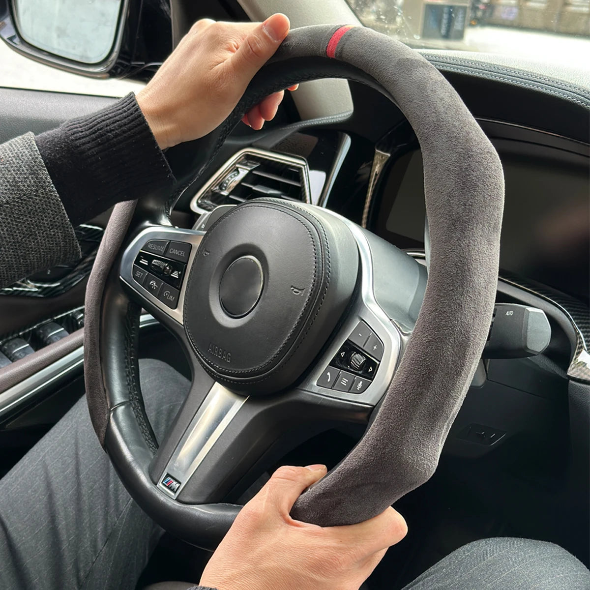 Premium Non-slip Suede Leather Car Steering Wheel Cover Booster Cover For Geely Coolray Boyue Okavango  Icon Emgrand X7 EX5