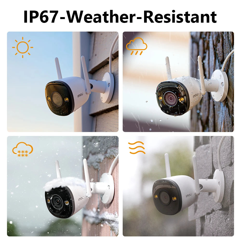 IMOU Bullet 2E Outdoor WiFi IP Camera 3/5MP 2/3K Full Color Night Vision IP67 Weatherproof Built in Spotlight Human Detection