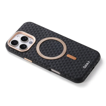 Luxury Leather Carbon Fiber Texture Phone Case For iPhone 13 14 15 16 17 Pro Max For Magsafe Wireless Charging Shockproof Cover