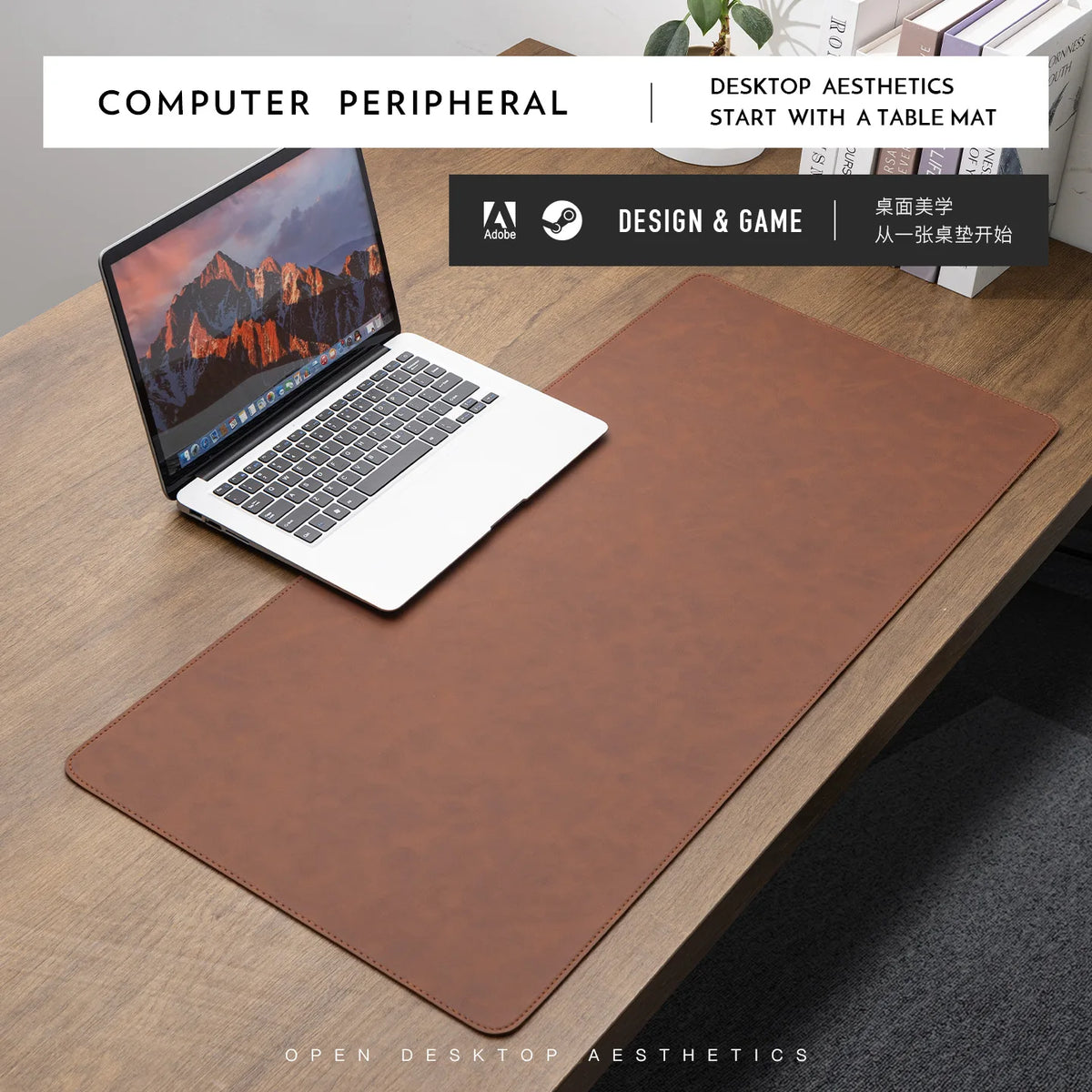 Crazy Horse Texture Pu Mousepad Portable Mouse Pad Large Gaming Waterproof Non-slip Suede Desk Mat Computer Keyboard Desk Pad
