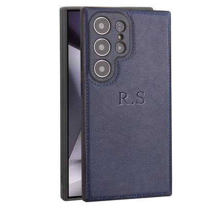 Personalised Customized Initials Name Case For Samsung Galaxy S22 S23 S24 S25 Ultra Soft Luxury Classic Leather Cover S24 S25