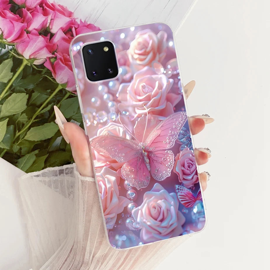 For Samsung Galaxy Note 10 Lite Case SM-N770F Luxury Flowers Painted Cover Soft Silicone Case For Samsung S10 Lite SM-G770F Bags