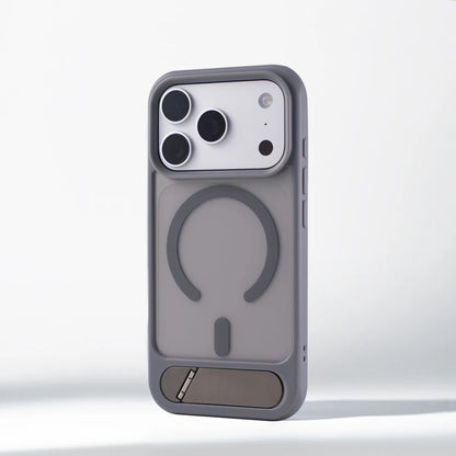 Invisible Metal Stand Magnetic Bumper Case For iPhone 17 16 Pro Max 15 14 Plus 13 For MagSafe Wireless Charge Shockproof Cover