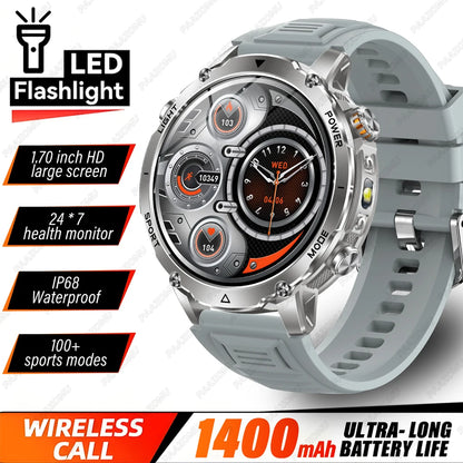 Brand+TANK Ultra 1400mAh Big Battery Smart Watch Men GPS Path Sport Flashlight BT Call Waterproof Outdoor Military Smartwatches