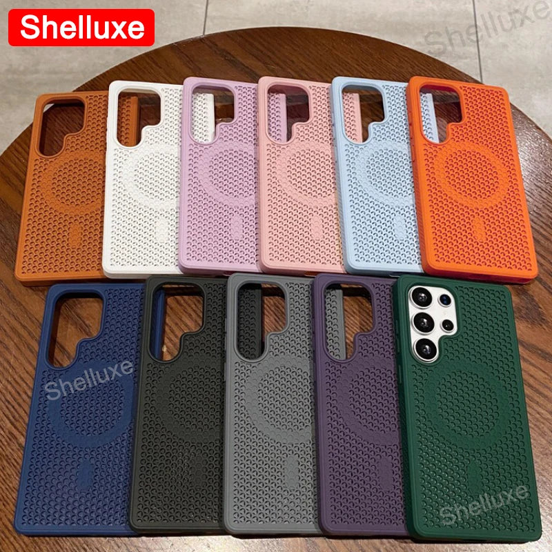 S26 Ultra Cooling Magnetic Case Shelluxe Breathable Mesh PC Hard Cases For Samsung Galaxy S26 S25 S24 S23 S22 Plus Ultra Cover