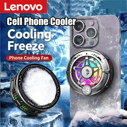 Lenovo Portable Mobile Phone Cooler Gaming Cooling Tool Magnetic Back Cover Clip Digital Display RGB Lights For Android iOS