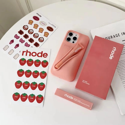 Luxury Aesthetic Rhode Lip Balm Design Matte Silicone Shockproof Phone Case All Matching Color Protective Case For iPhone Series