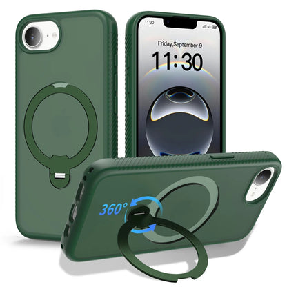 For iPhone 17E 16E Case ELVEV Magnetic Matte Hard PC+Soft TPU with Rotating Ring Bracket Protection Phone Cover