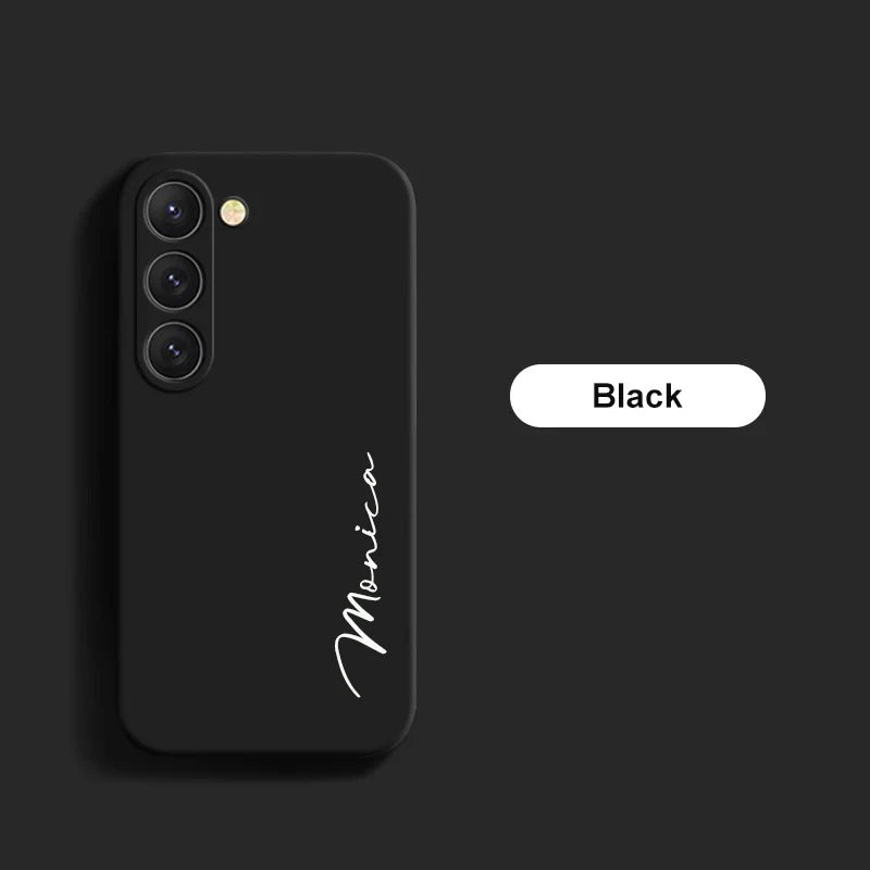 Customized Personalized Name Initials Soft Liquid Silicon DIY Case For Samsung S24 S23 S22 S21 S20FE Ultra Plus Cover For S23FE