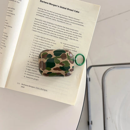 Personality Stylish Color Collision Camouflage Pattern With Hook Earphone Case Cover for AirPods 1 or 2 3 4 5 Pro 2 Pro 3